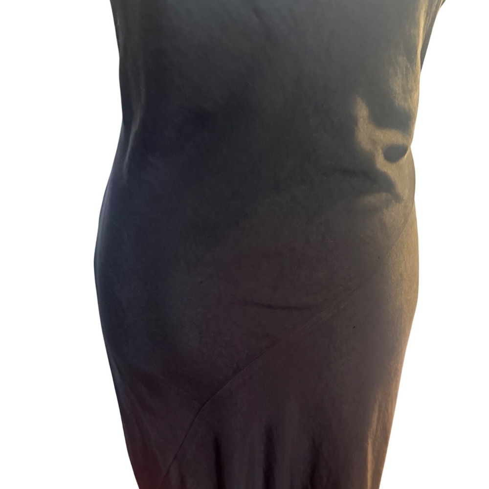 Oak + Fort Black Satin V-Neck Midi Slip Dress luxury high end money Medium - Picture 10 of 15